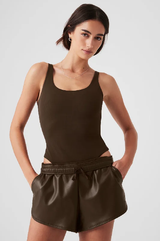Premium Yoga Wear At Special Discounts Mesh Sheer Illusion Bodysuit - Espresso