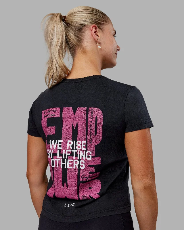 Premium Yoga Wear At Special Discounts Washed Empower Regular Fit Tee - Black-Berry Pink Premium Yoga Wear At Special Discounts Washed Empower Regular Fit Tee - Black-Berry Pink