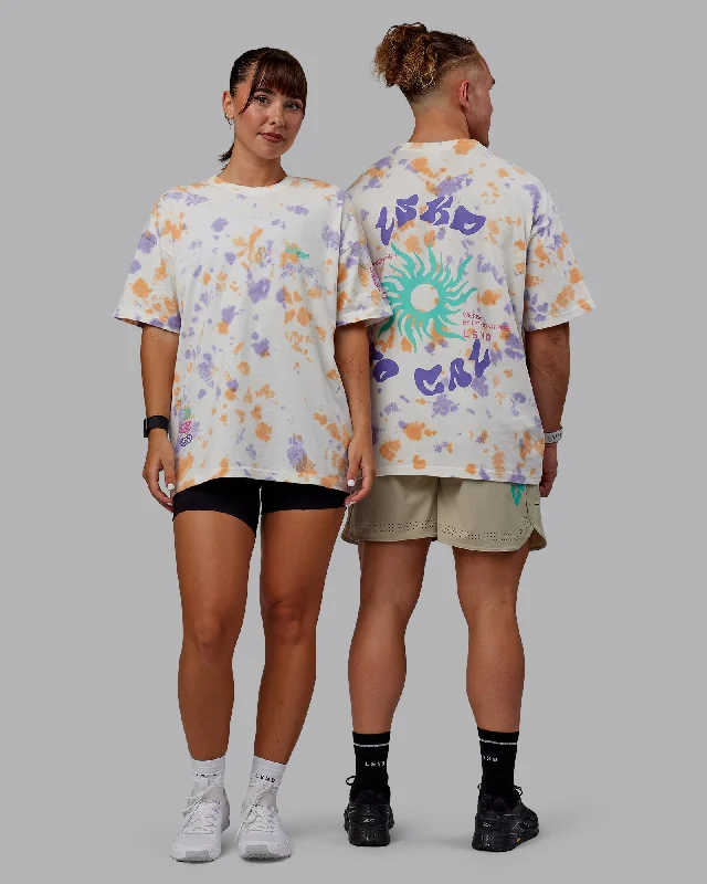 Unisex Washed Huntington 24 Heavyweight Tee Oversize - Tie Dye Tangerine-Dahlia Purple