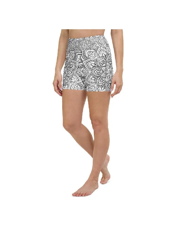 Unmissable Deals On Flexible Yoga Apparel White & Black Mandala Yoga Shorts