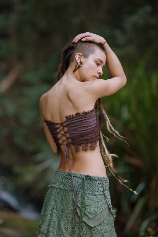 Look Good, Feel Good, And Save Big Yoga Warrior Stitched Corset - Brown