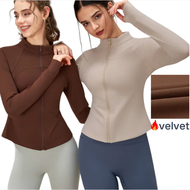Yoga Wear That Moves With You At Lower Prices Zipper long sleeve warm fleece yoga jacket