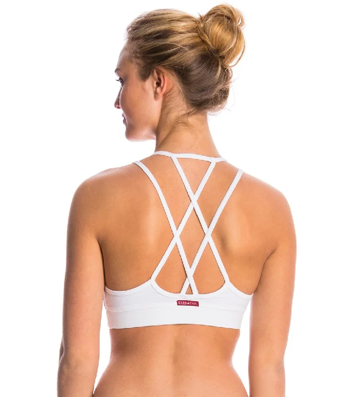 Breathe Easy In Comfortable Yoga Outfits Hard Tail Double Cross Yoga Bra White