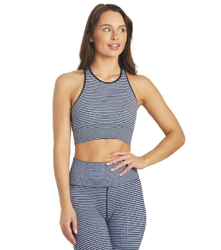 Affordable Activewear Designed For Movement Spiritual Gangster High Neck Jacquard Stripe Bra Navy Print Stripe Affordable Activewear Designed For Movement Spiritual Gangster High Neck Jacquard Stripe Bra Navy Print Stripe