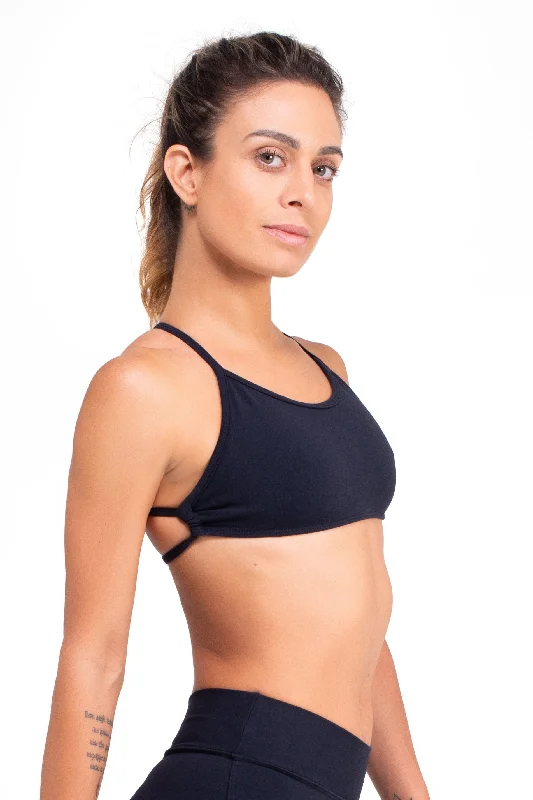 Stretch In Style With Budget-Friendly Yoga Wear Cross Back Top, Black, Supplex