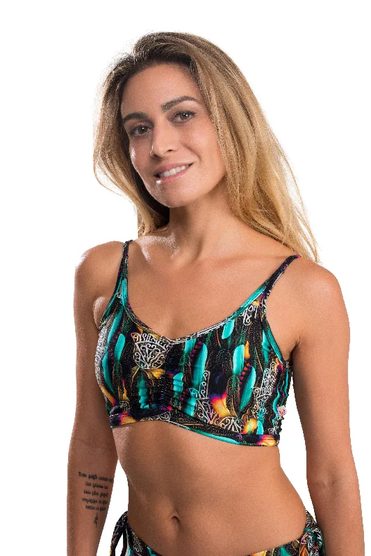 Stretch, Move, And Save On Yoga Clothing Crescent Top, Feathers & Hands