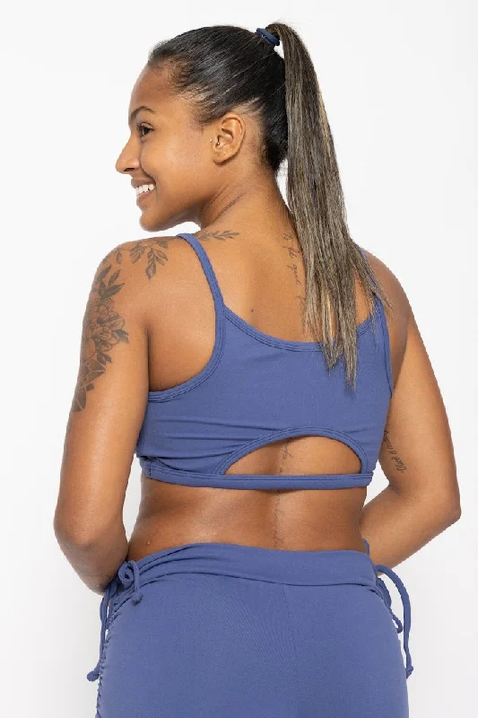 Breathe, Stretch, And Save On Yoga Apparel Crescent Top, Navy Blue, Cool Form Light