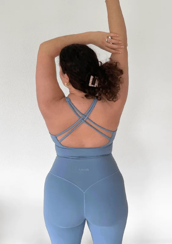 Premium Yoga Wear At Special Discounts Cross Back Sports Bra - Baby Blue
