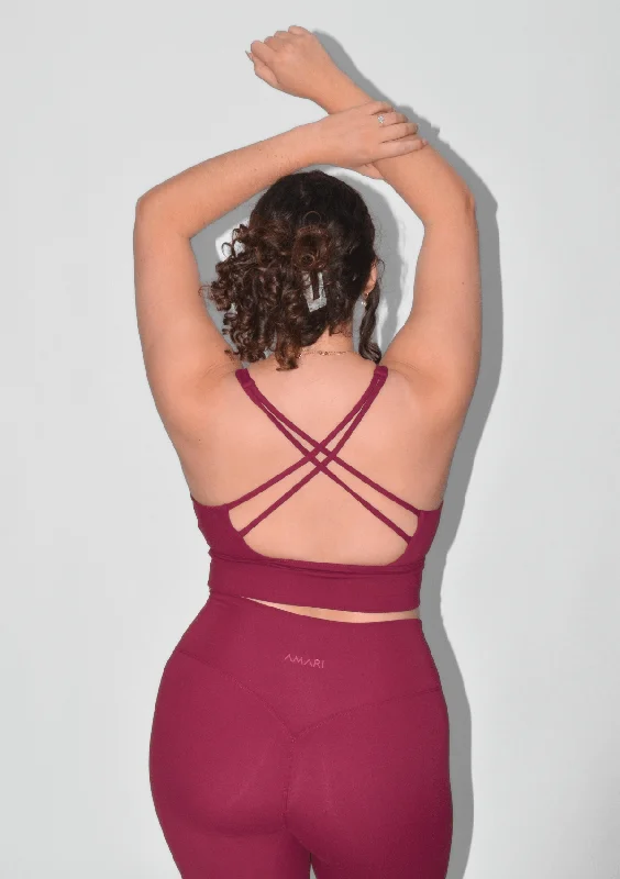 Performance Meets Savings In Our Yoga Wear Sale Cross Back Sports Bra - Burgundy Red