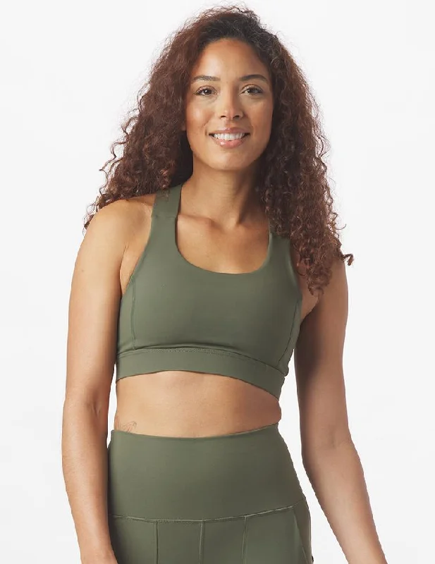 Flexibility Meets Affordability In Our Yoga Wear Sale Full Force Bra: Moss