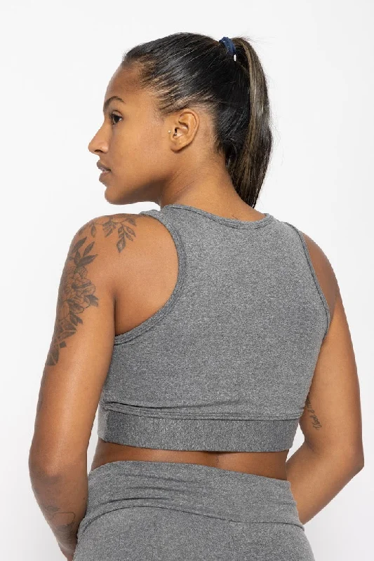 Move With Confidence In Discounted Yoga Outfits Gavea Top, Mixed Gray, Supplex