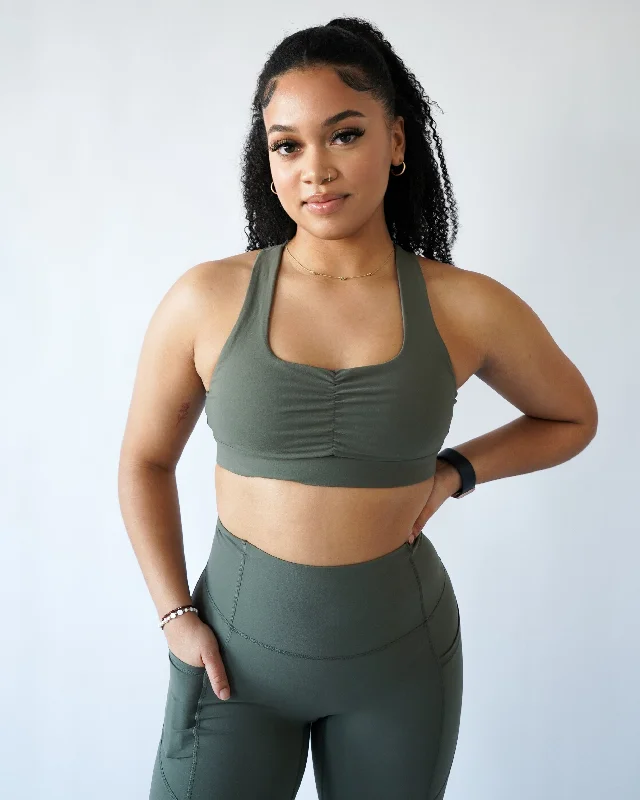 Your Go-To Yoga Outfits Now More Affordable Performance Scrunch Bra - Olive