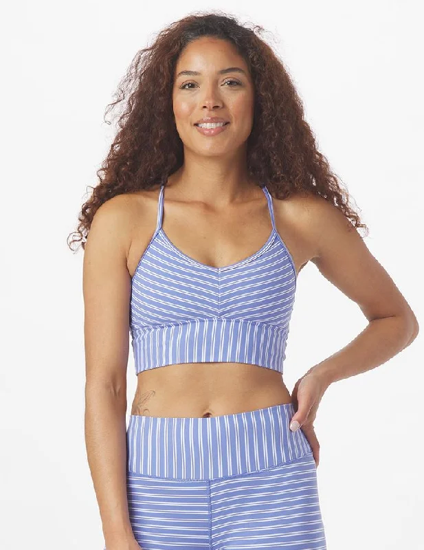 Breathe Easy In Comfortable Yoga Outfits Premier Bra: Periwinkle Stripe