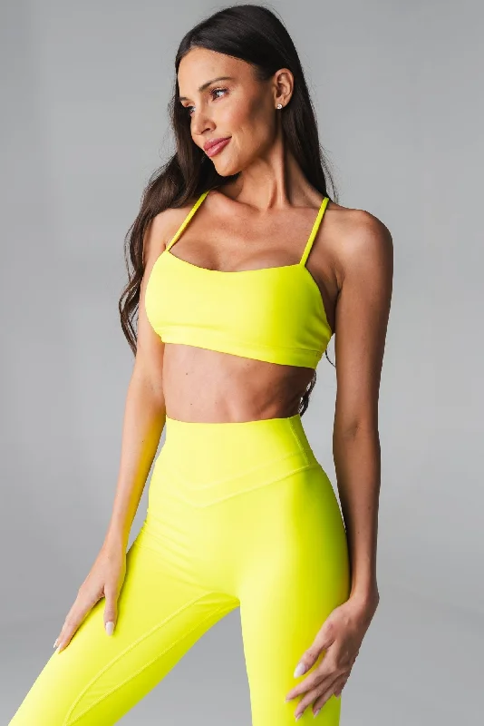 Soft, Stretchy, And Super Affordable Yoga Wear Vitality Pulse™ Mini Bra - Neon Yellow Soft, Stretchy, And Super Affordable Yoga Wear Vitality Pulse™ Mini Bra - Neon Yellow