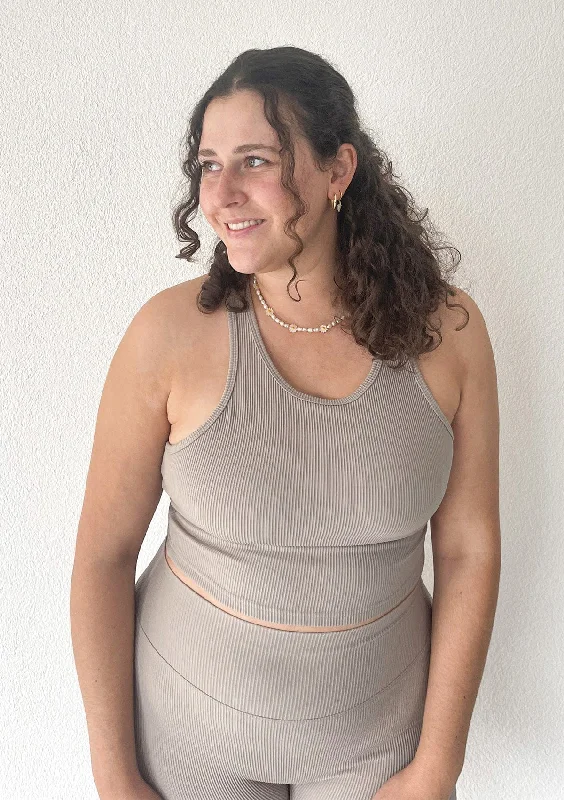The Best Styles At The Best Prices Ribbed Crop Top - Latte