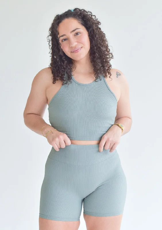 Affordable Activewear Designed For Movement Ribbed Crop Top - Sage Green