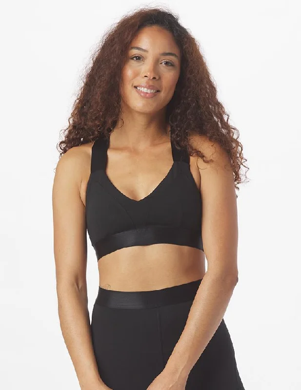 Stretch In Style With Budget-Friendly Yoga Wear Satin Bra: Black
