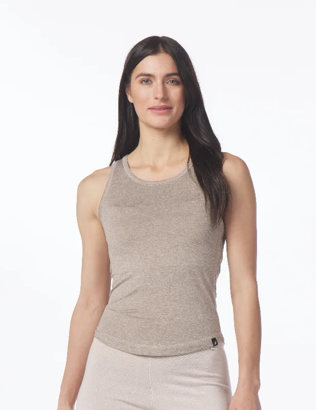 Breathe Easy In Comfortable Yoga Outfits Simplicity Tank: Mocha Heather