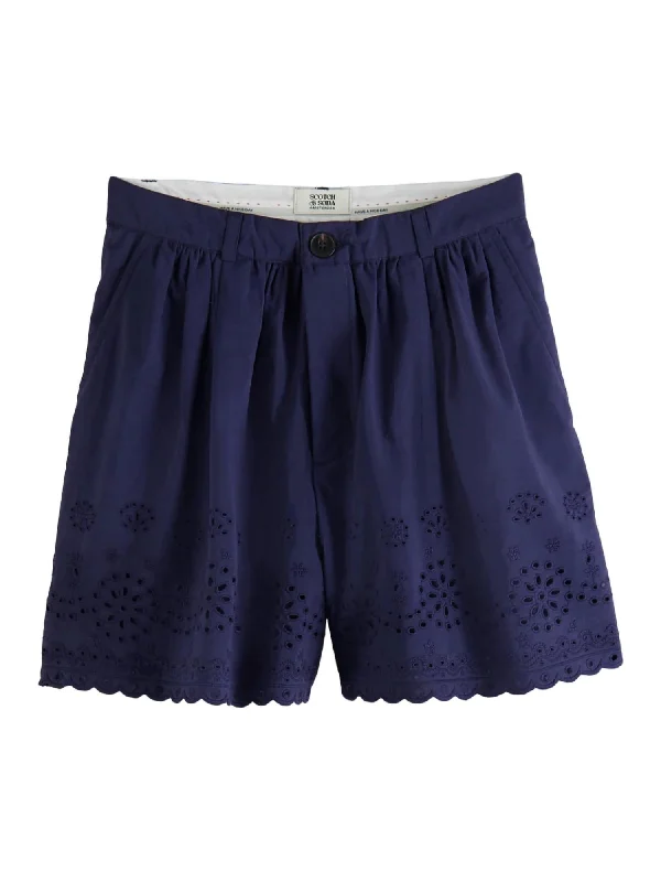 Affordable Activewear Designed For Movement Broderie Anglaise Shorts In Navy