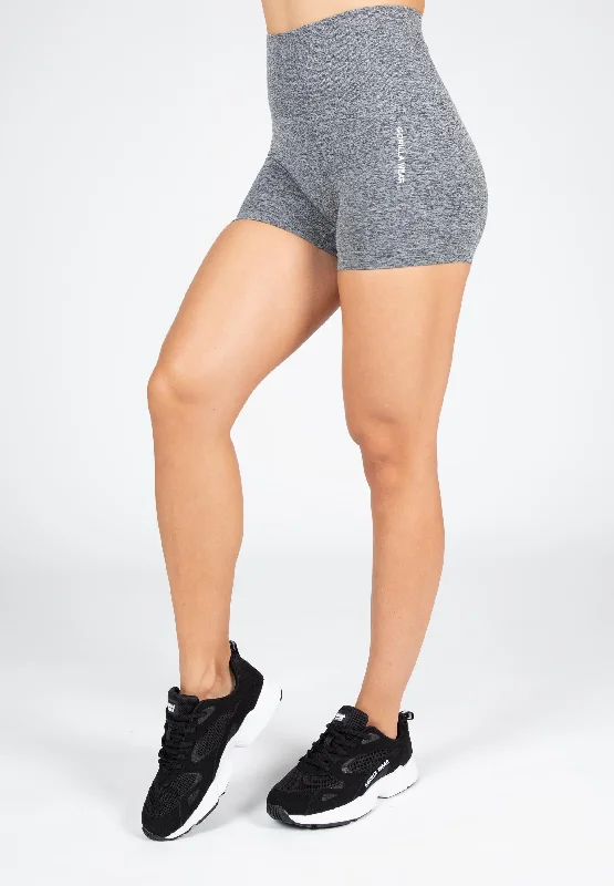 Soft, Stretchy, And Super Affordable Yoga Wear Quincy Seamless Shorts - Gray Melange Soft, Stretchy, And Super Affordable Yoga Wear Quincy Seamless Shorts - Gray Melange