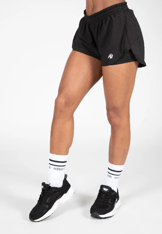 Find Balance In Stylish And Affordable Yoga Wear Salina 2-In-1 Shorts - Black